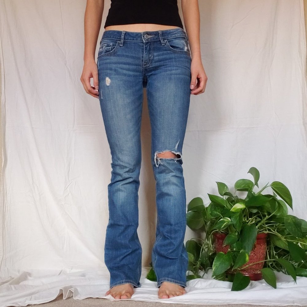 Distressed bootcut Hollister jeans